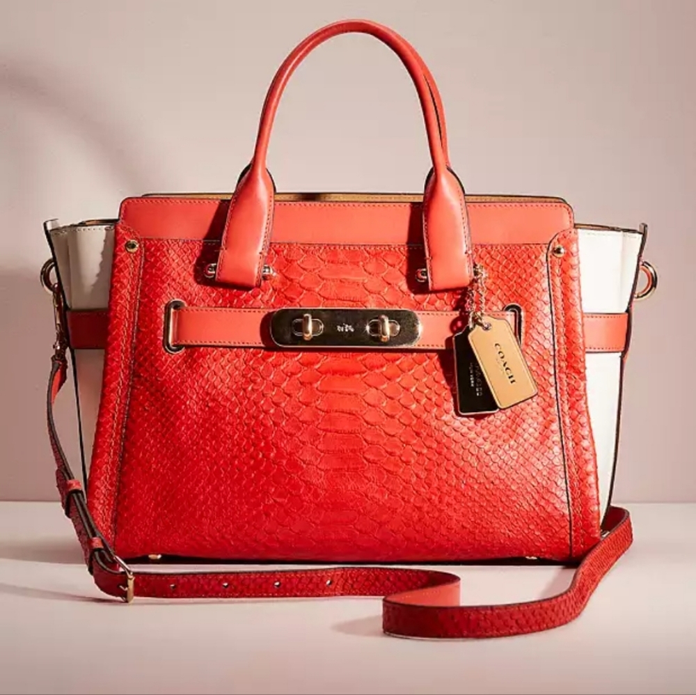 Restored Swagger In Colorblock Python Embossed Le… - image 1